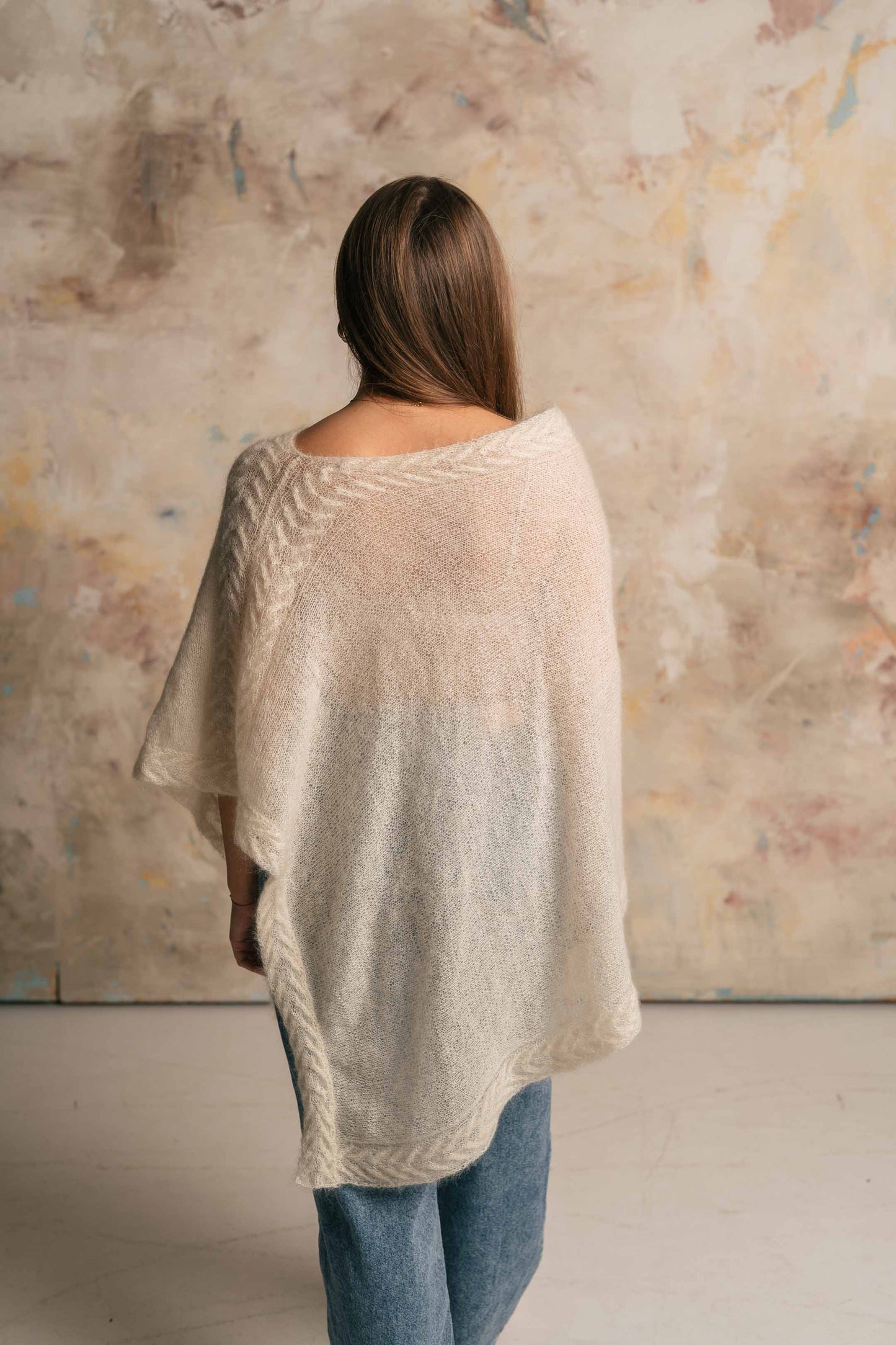 HAND KNITTED MOHAIR SILK PONCHO