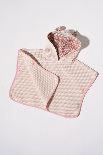 KIDS PONCHO Beige/Pink