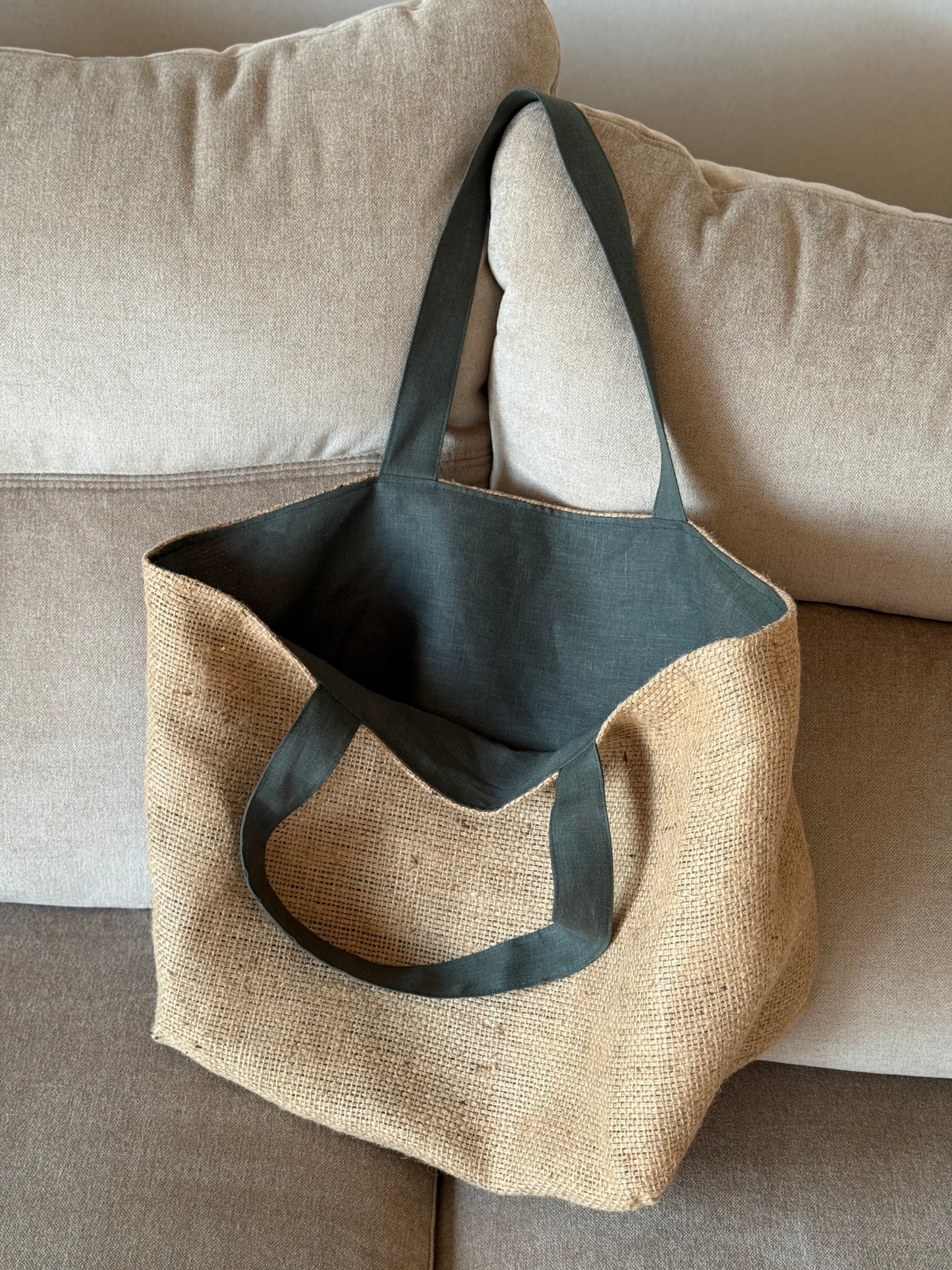 AQUAMARINE LINEN TOTE