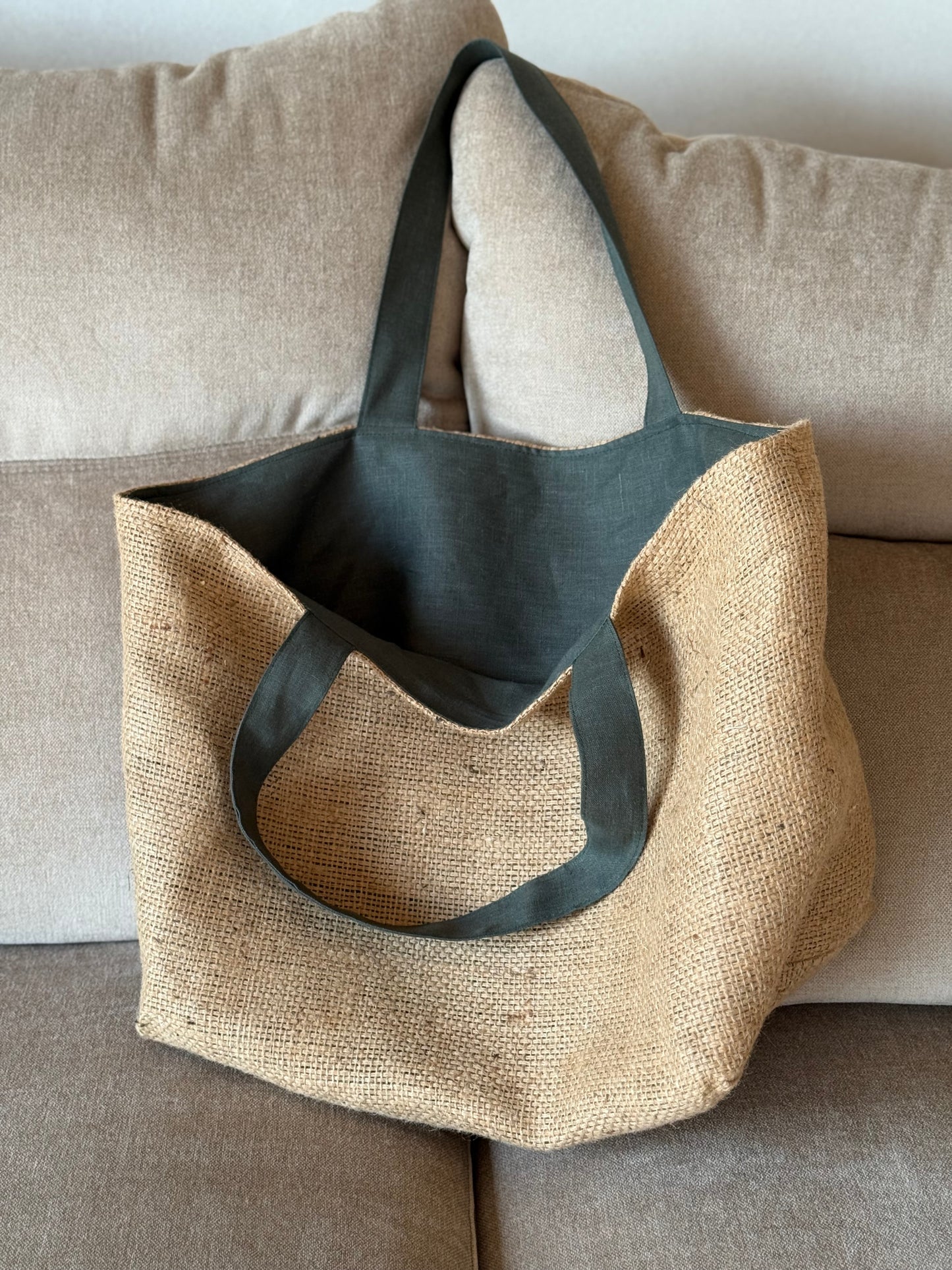 AQUAMARINE LINEN TOTE