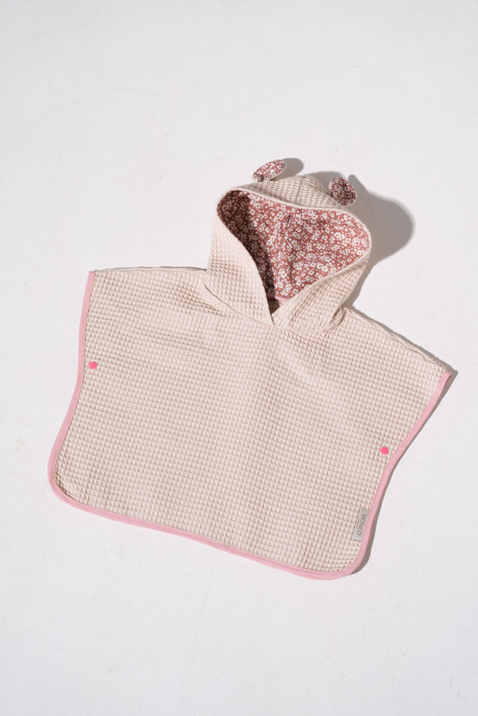 KIDS PONCHO Beige/Pink