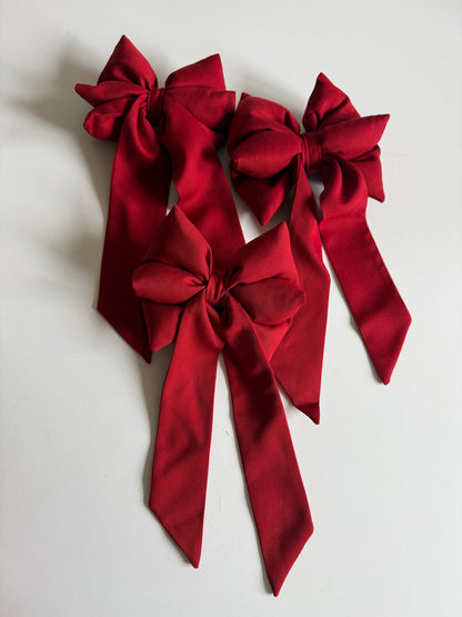 Handmade Burgundy Christmas Bow  3pc