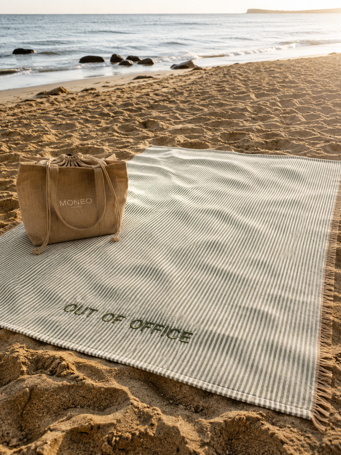 Beach Blanket “ OUT OF OFFICE” GREEN