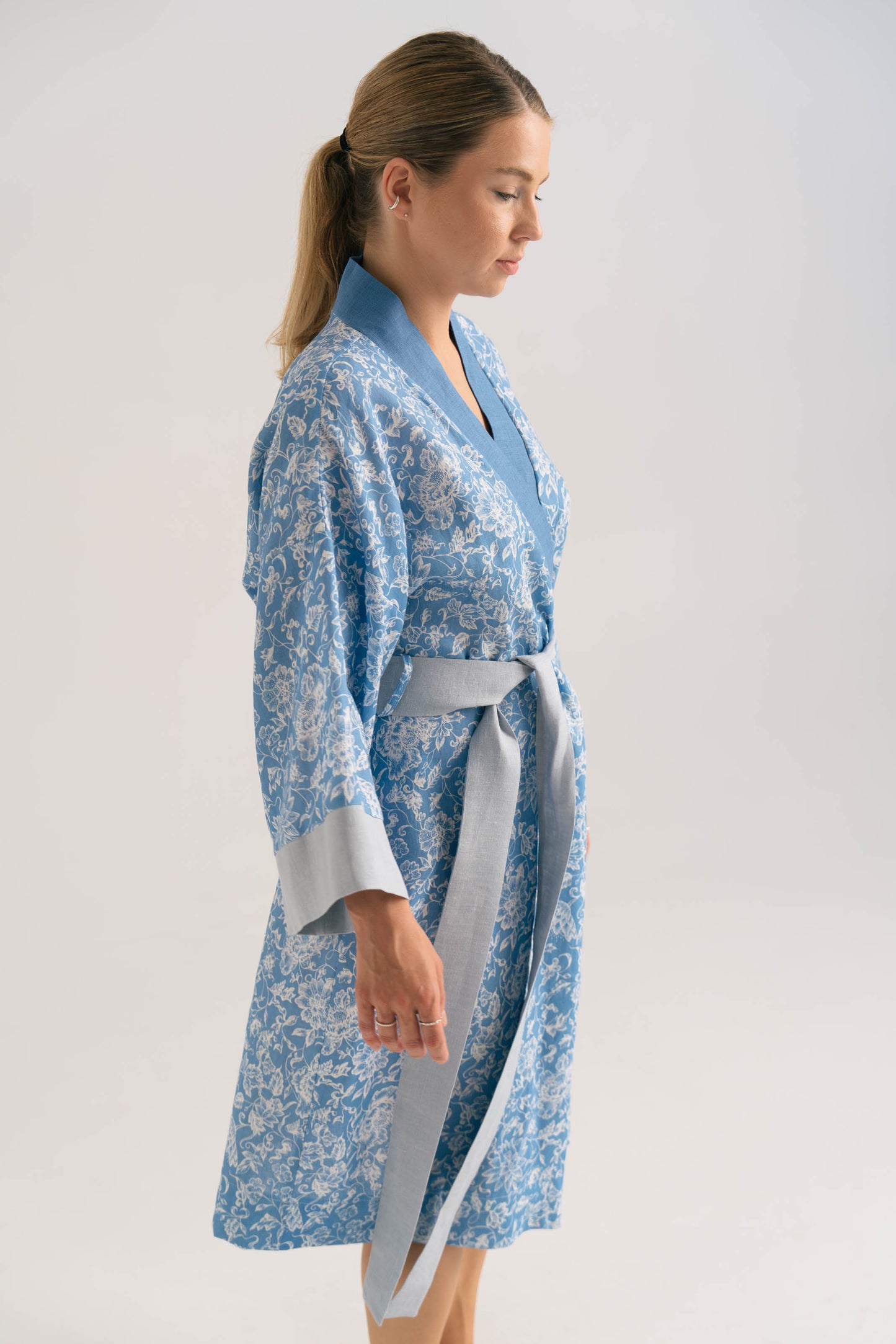 BLOOMS IN BLUE KIMONO