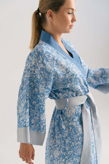 BLOOMS IN BLUE KIMONO