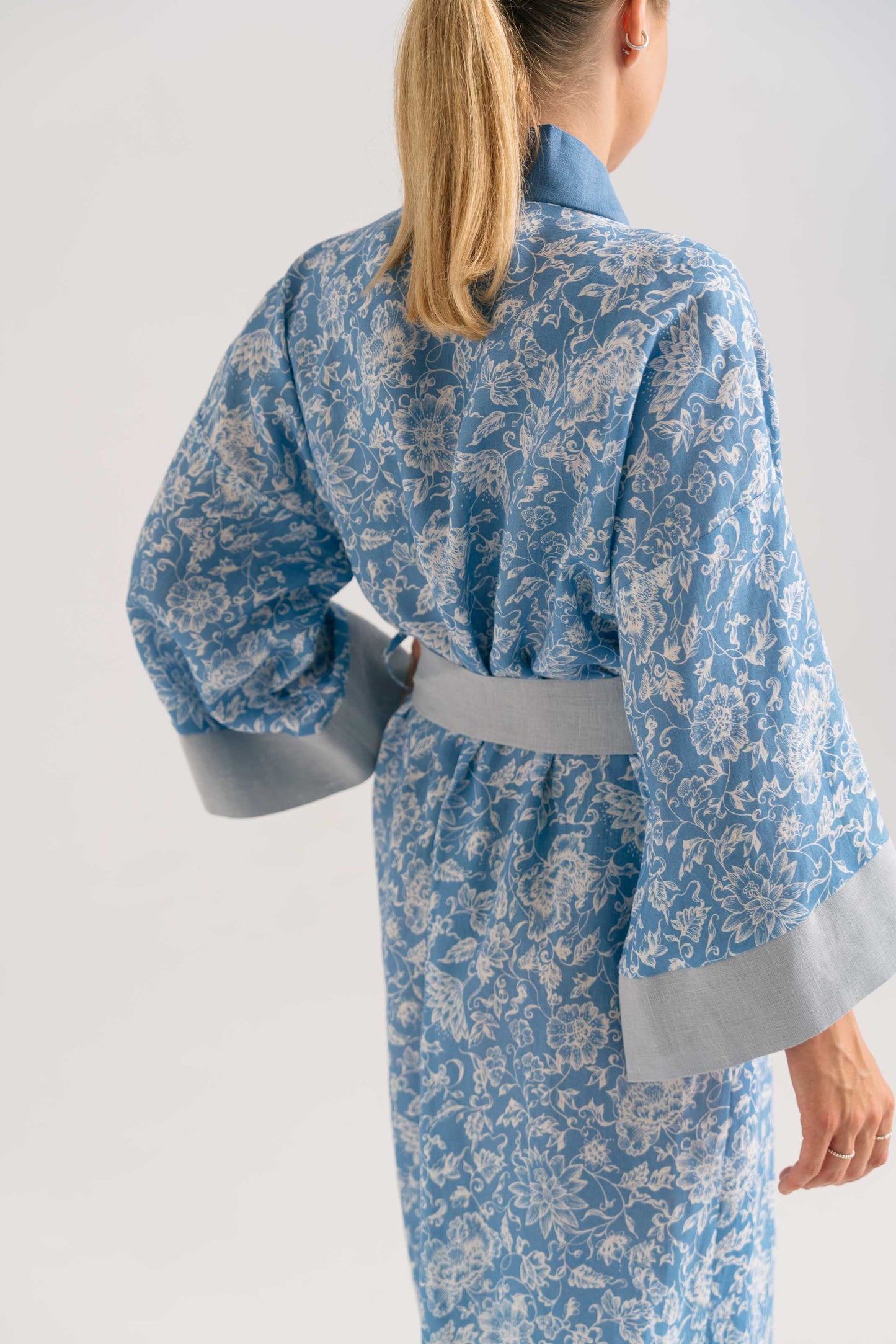 BLOOMS IN BLUE KIMONO