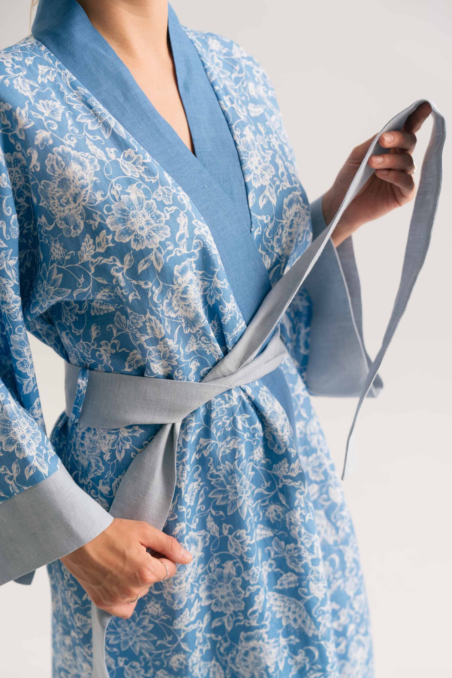 BLOOMS IN BLUE KIMONO