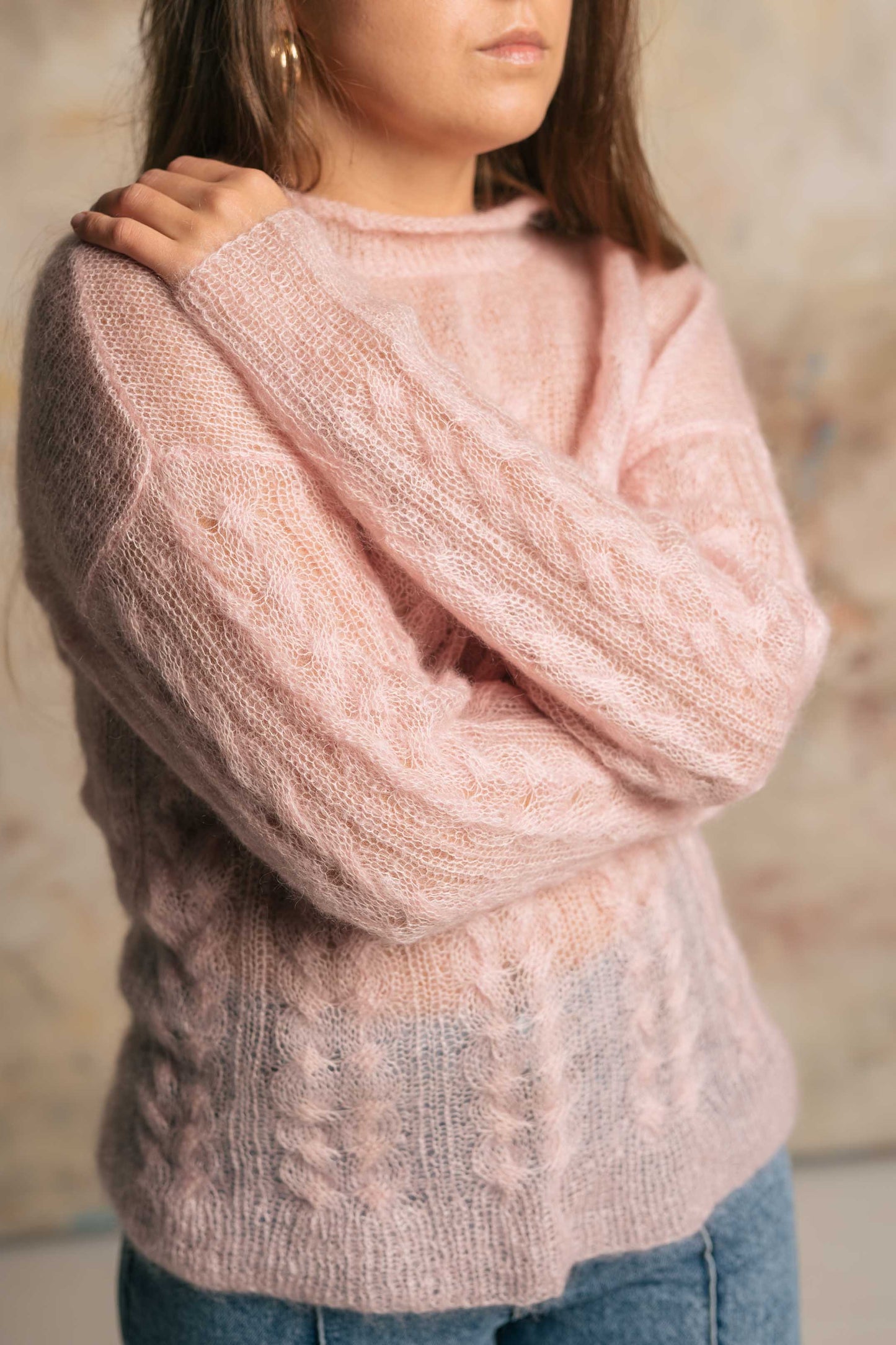 PINK MOHAIR AND SILK SWEATER