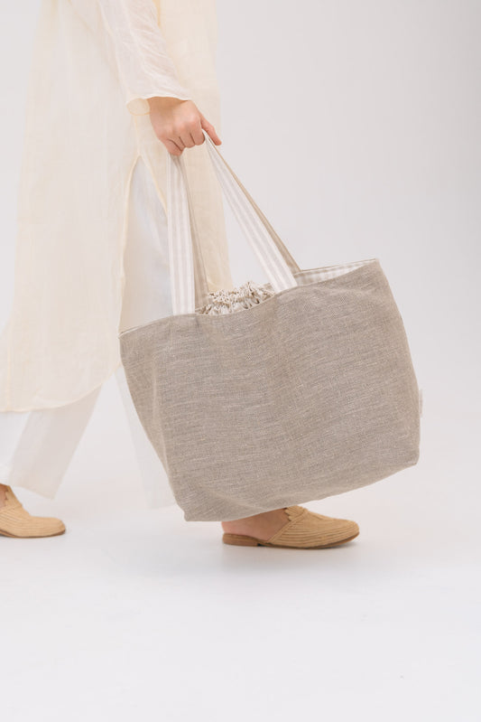 GREY LINEN BAG