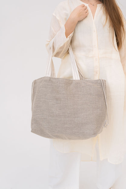 GREY LINEN BAG